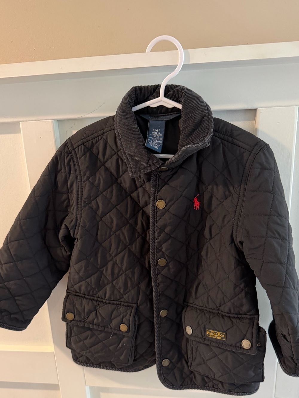 Polo by Ralph Lauren Quilted Black Jacket with Red Polo Pony